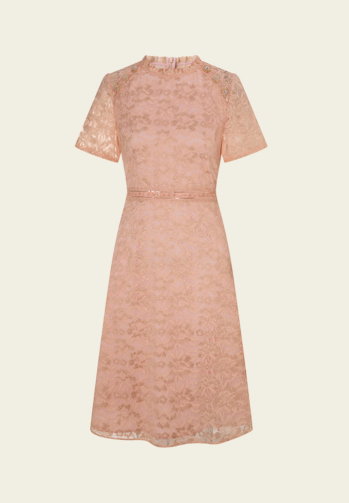 Cheung Sham Style Embellished Lace Dress