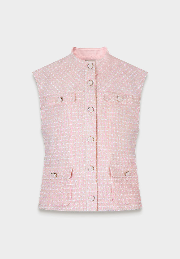 Rosé Lumière Tweed Vest