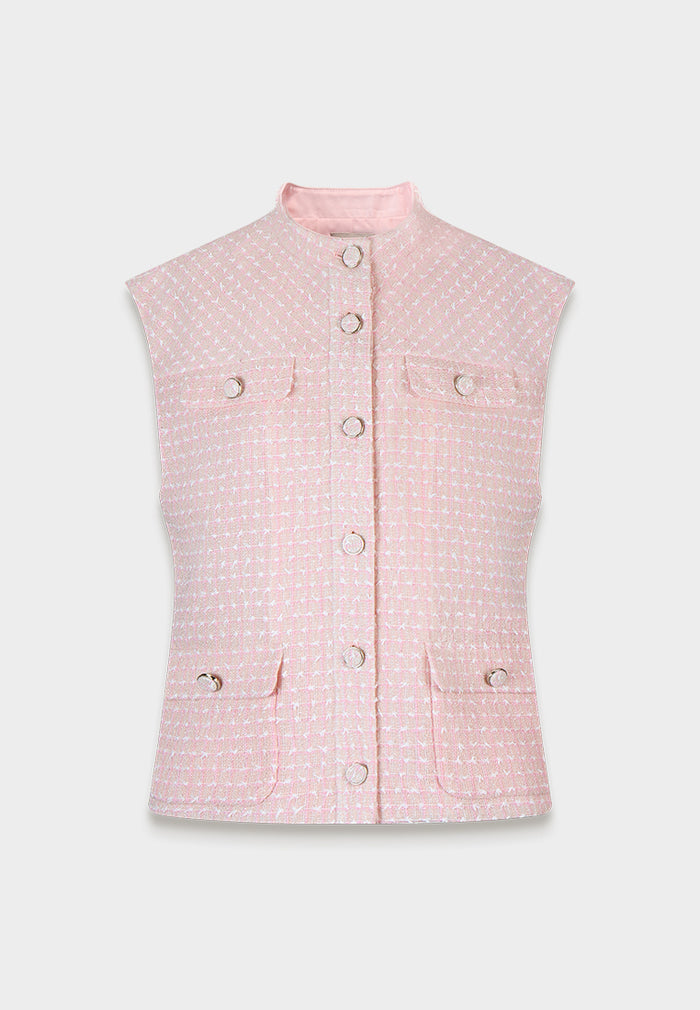 Rosé Lumière Tweed Vest