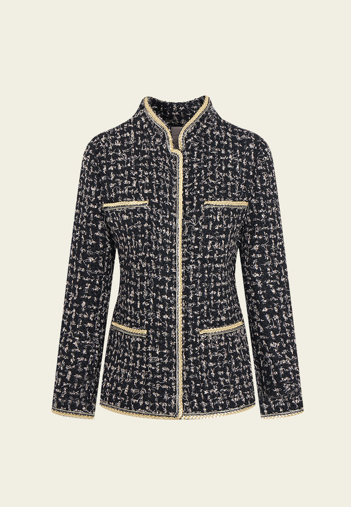 Lumière Contrast Trim Mandarin Coat