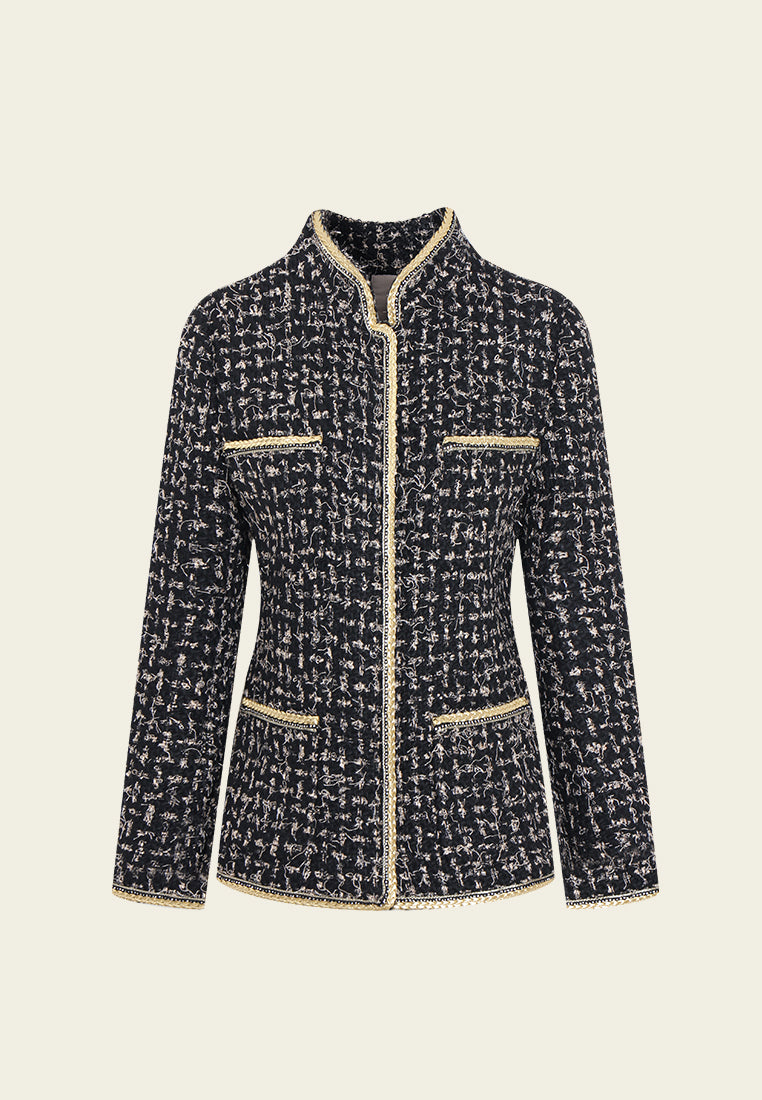 Lumière Contrast Trim Mandarin Coat