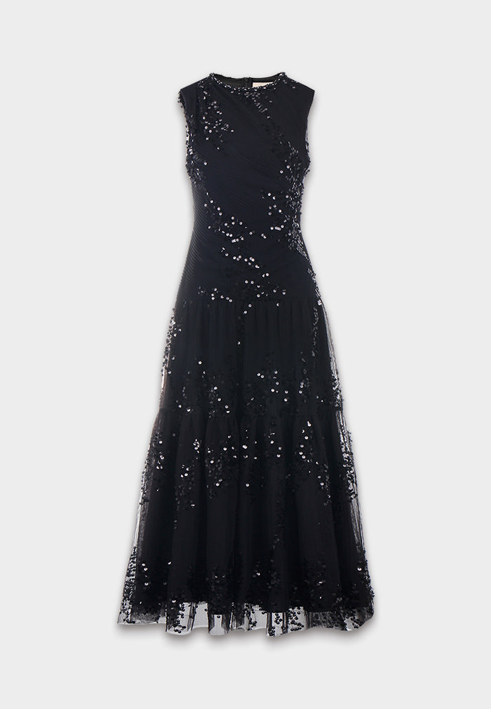 Black Sequin Evening Gown