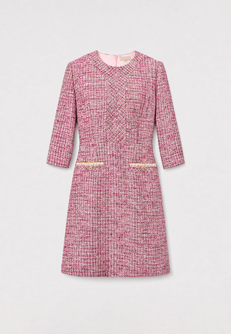 Rose Tweed Élégance Dress