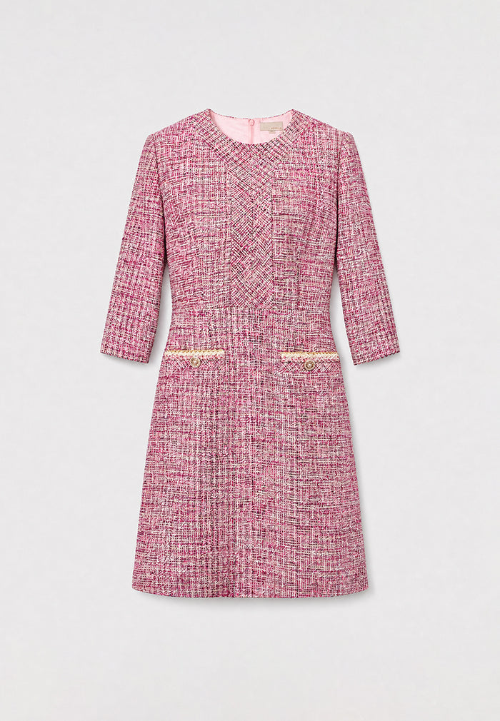 Rose Tweed Élégance Dress