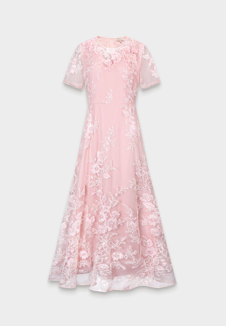 Rosé Dentelle Jardin Dress