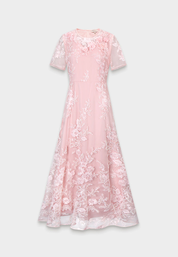Rosé Dentelle Jardin Dress