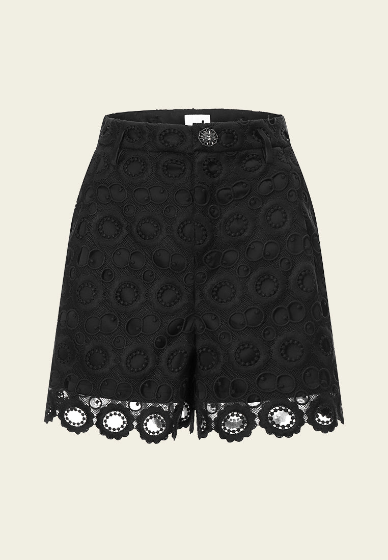 High Waist Black Lace Shorts