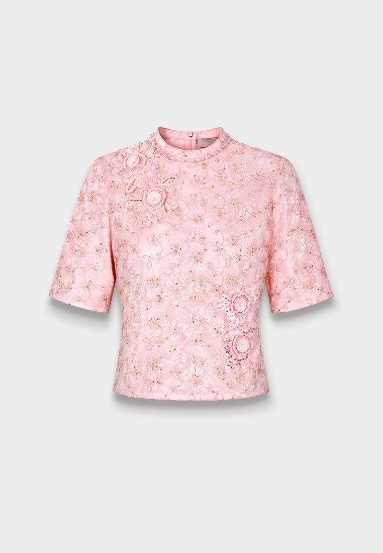 Blush Lace Embellished Blouse