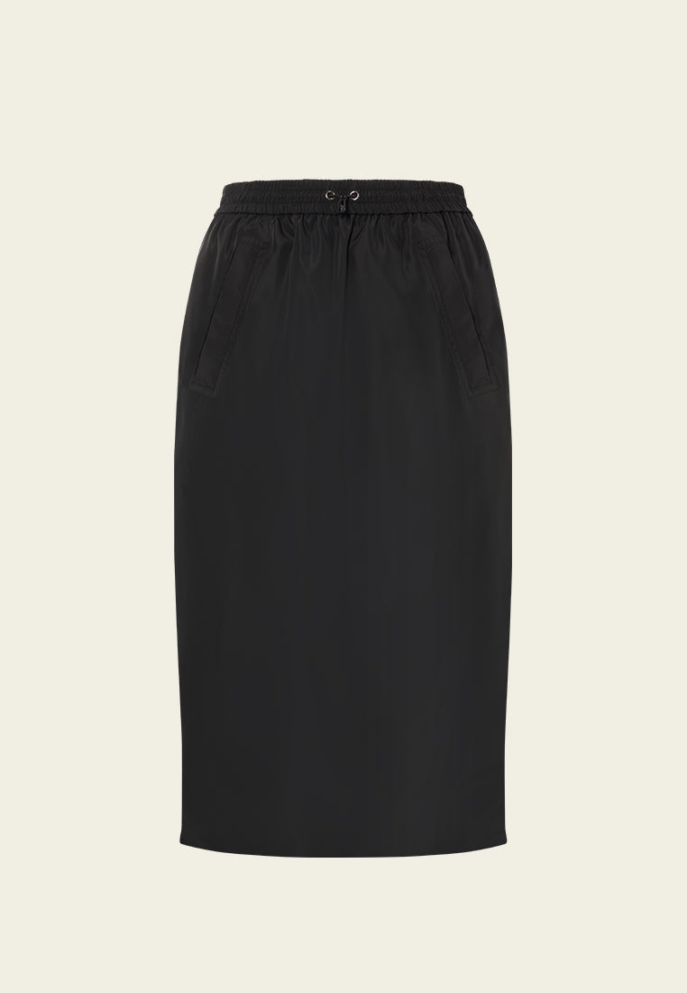 Drawstring-waistband Midi Pencil Skirt