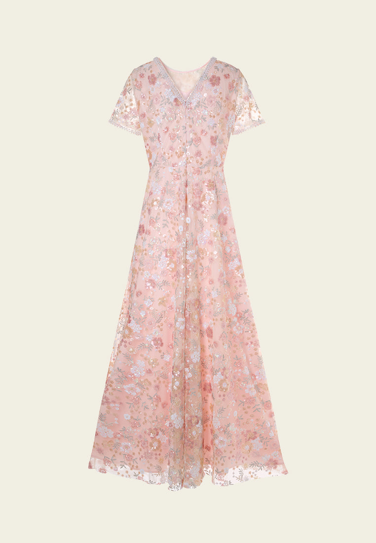 Floral-detail Embellished Maxi Dress