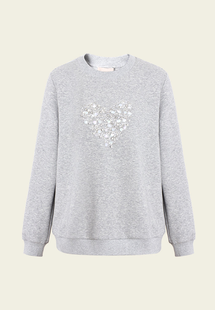 Embellished Heart Motif Sweatshirt