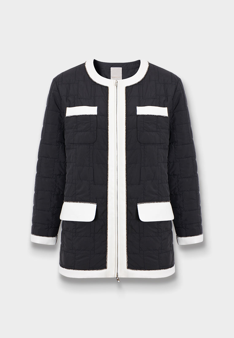 Noir Contrast Veste Matelassée