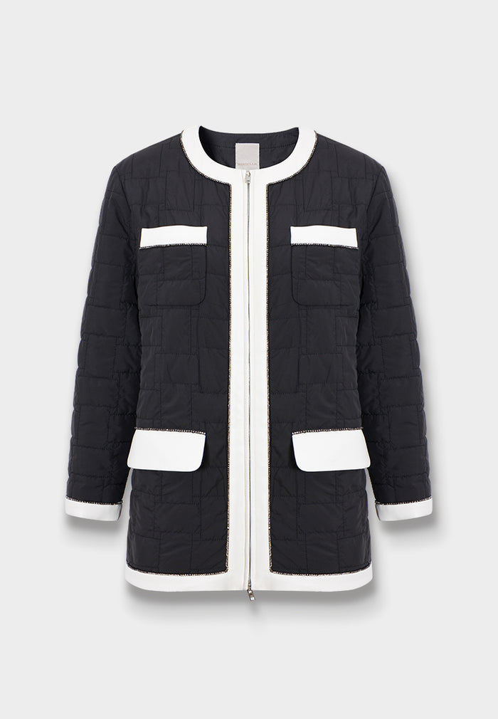 Noir Contrast Veste Matelassée