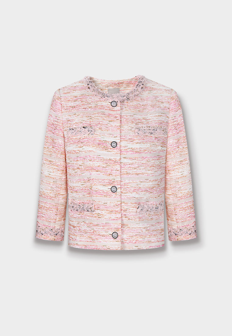 Baby Pink Weave Tweed Jacket