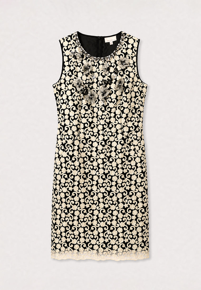 Noir Dentelle Ivoire Arabesque Dress