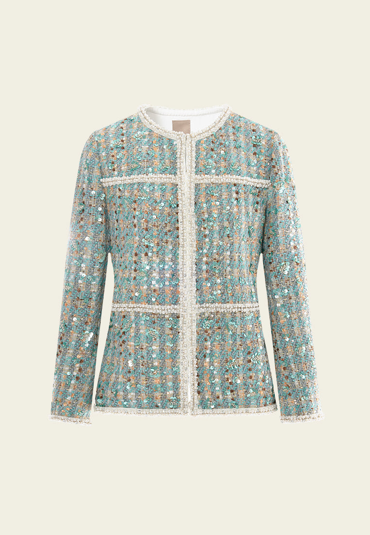 Panelled Pearl-trim Jacket