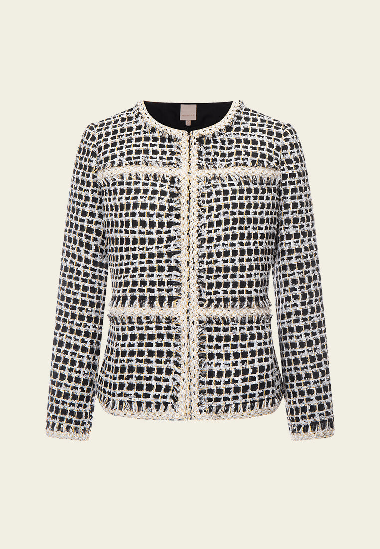 Structured Black-and-white Embellsihed Jacket