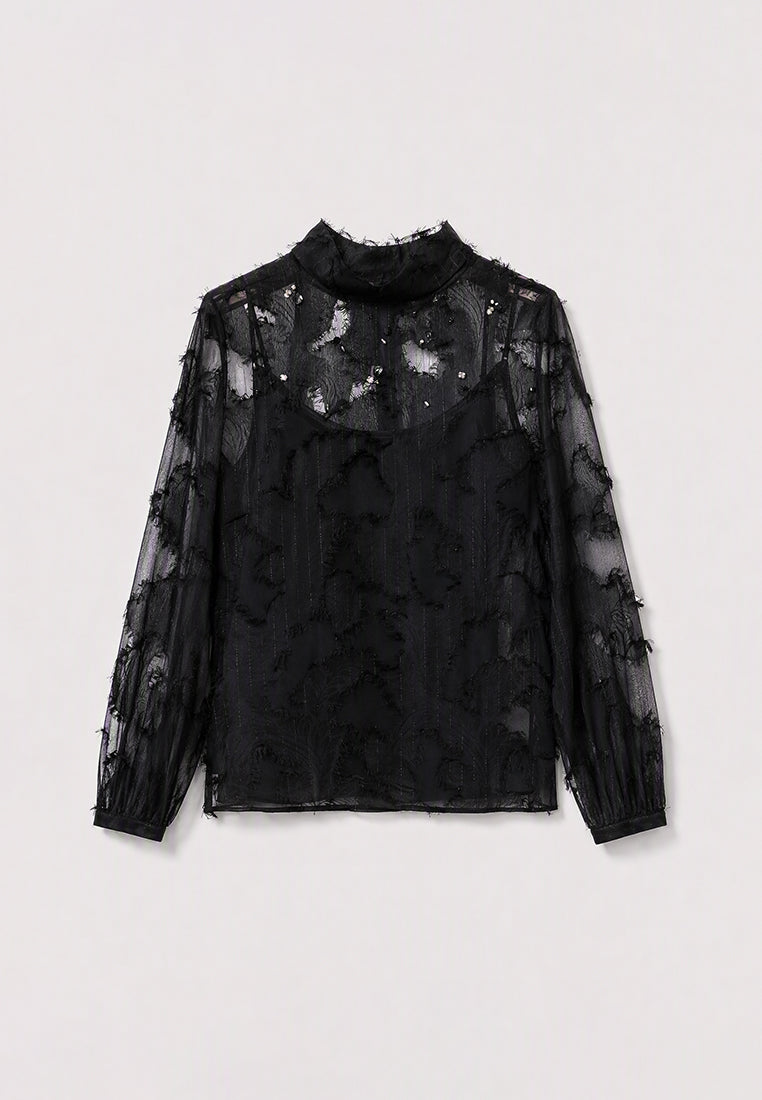 Noir Dentelle Cristal Blouse