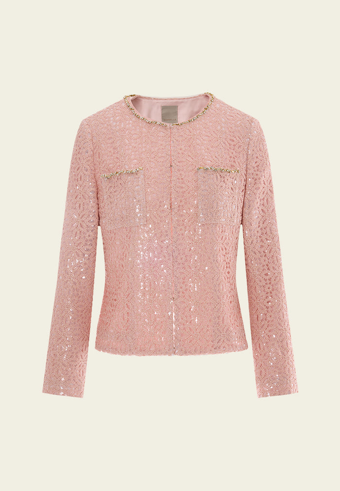Lurex Crochet-lace Sequin-detail Jacket