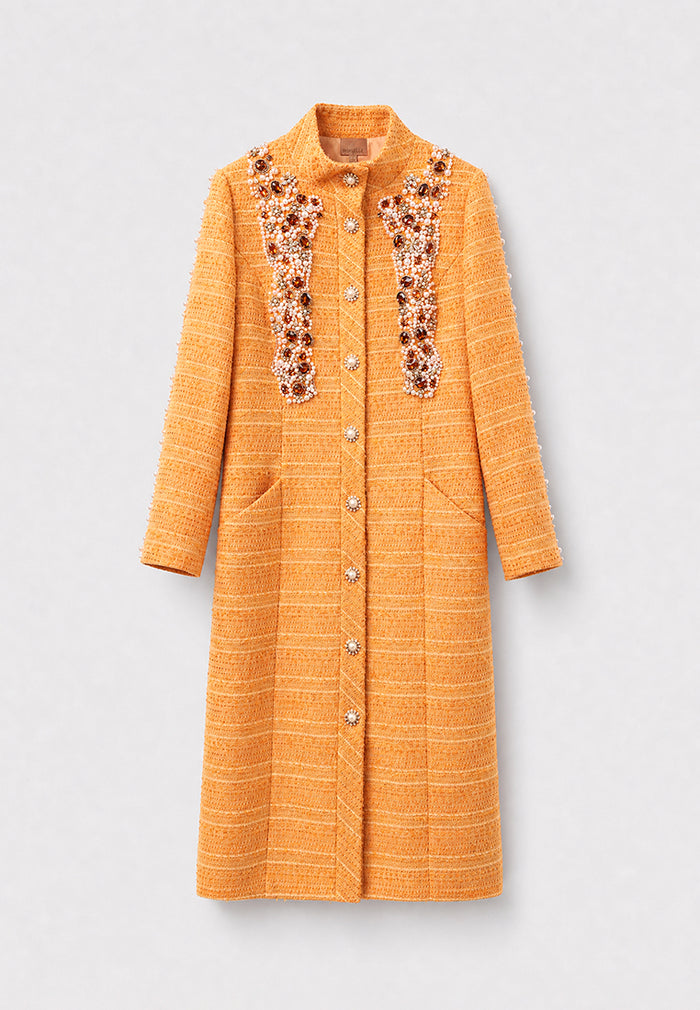 Orange Tweed Cristal Perlé Coat