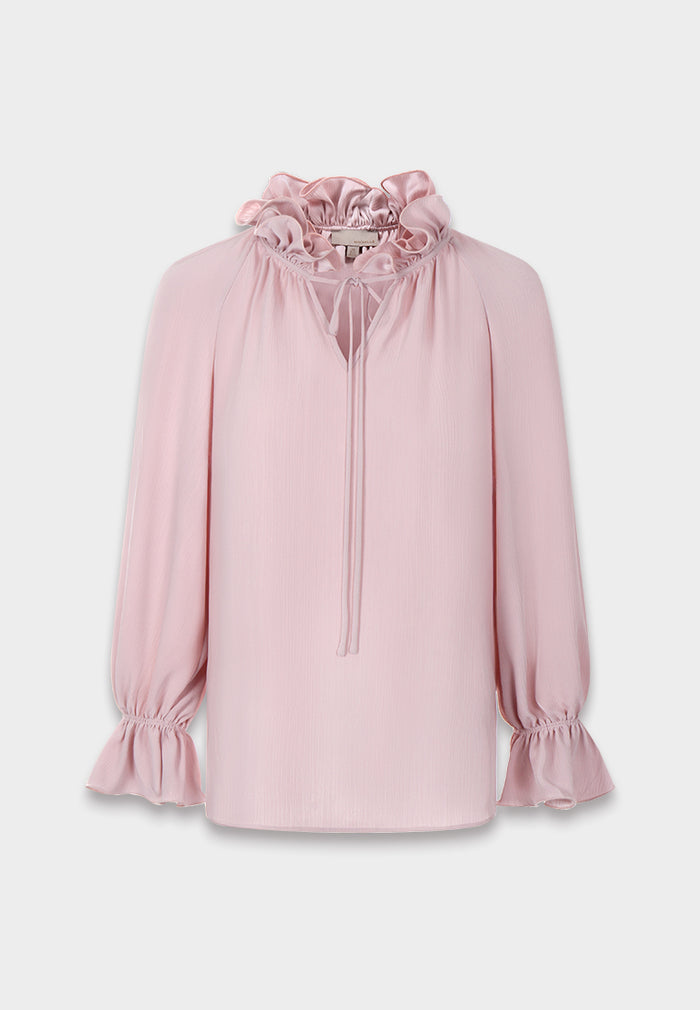 Blush Floral Ruffle Blouse