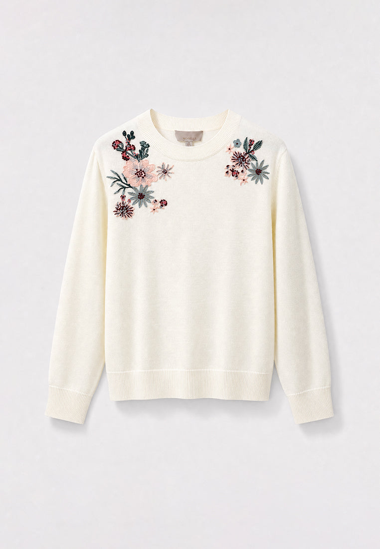 Fleur Étoilée Embellished Knit Sweater