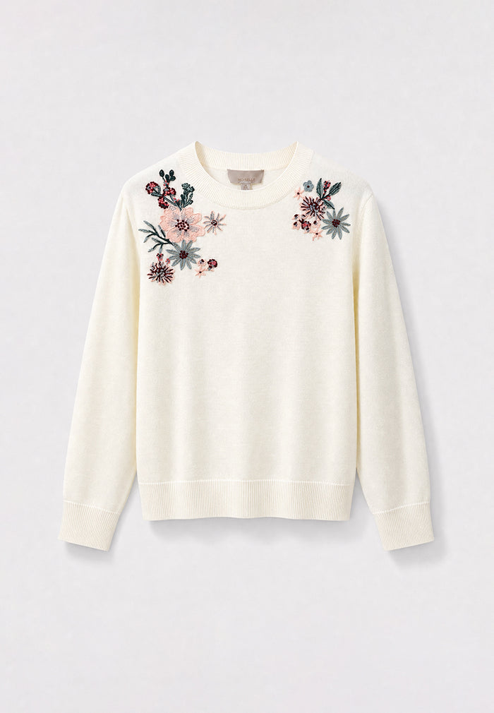 Fleur Étoilée Embellished Knit Sweater