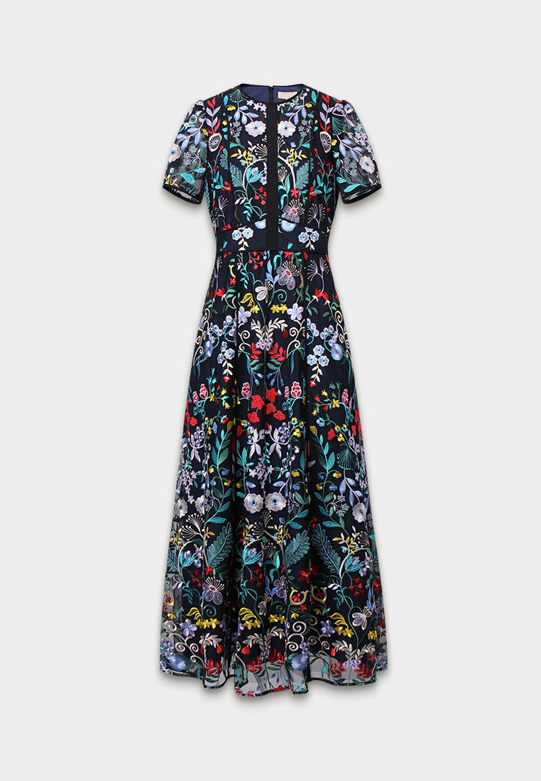 Noir Jardin Brodé Dress