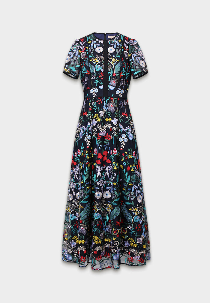 Noir Jardin Brodé Dress