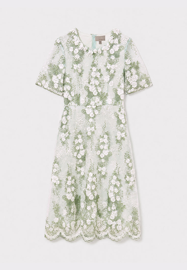 Vert Florale Sérénité Dress