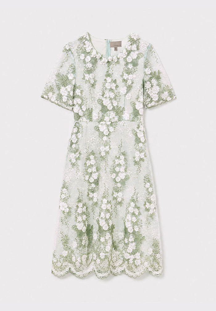 Vert Florale Sérénité Dress