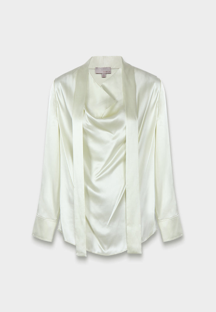 Ivory Draped Satin Blouse