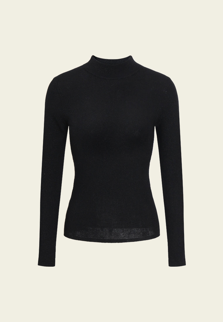 Ribbed Turtleneck Knit Sweater