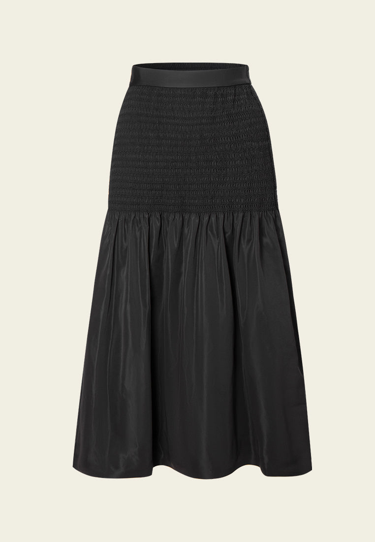 Midi-length Elasticated-detail Ruffled Skirt