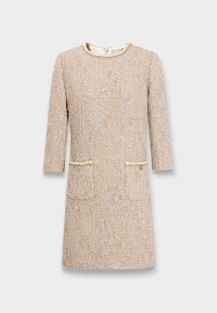 Champagne Bijou Tweed Dress