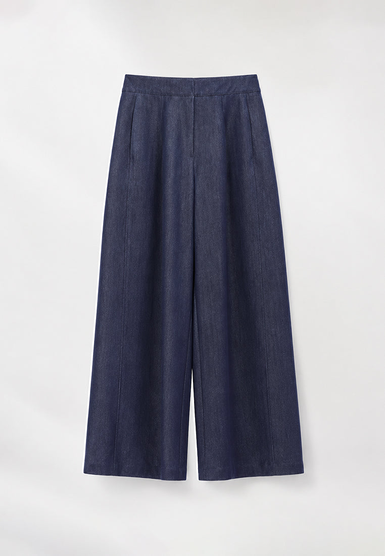 Bleu Denim Plissé Culottes