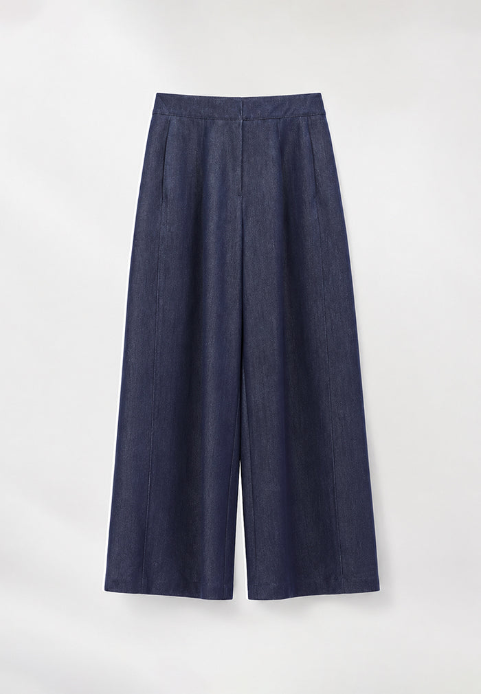 Bleu Denim Plissé Culottes