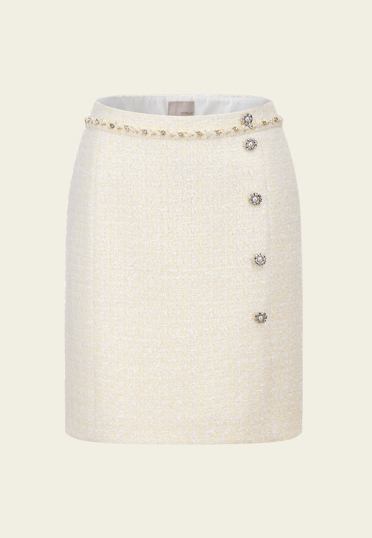 Sculptured Button Midi Skirt