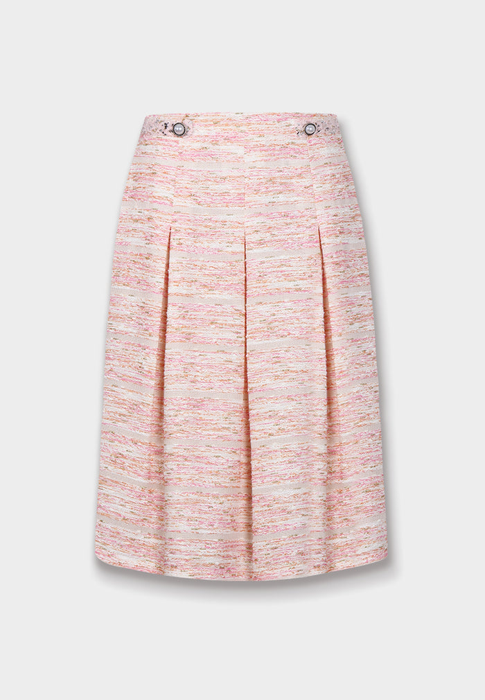 Baby Pink Weave Pleated Skirt