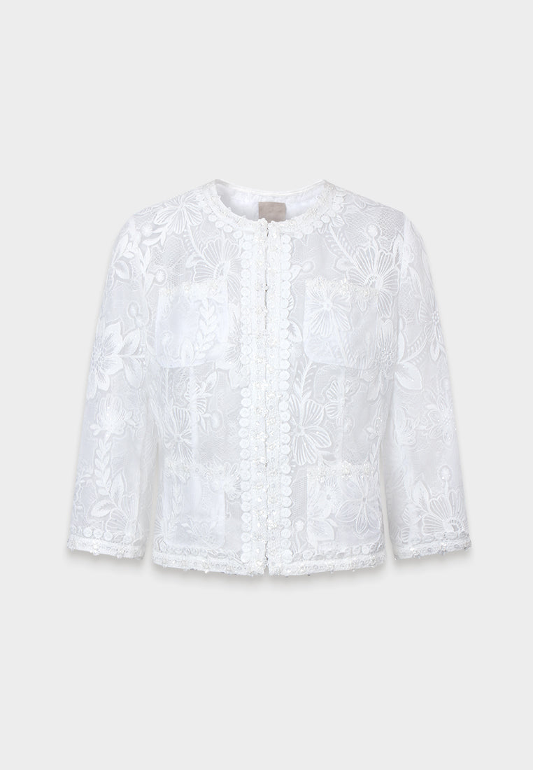Ivory Dentelle Fleuris Jacket