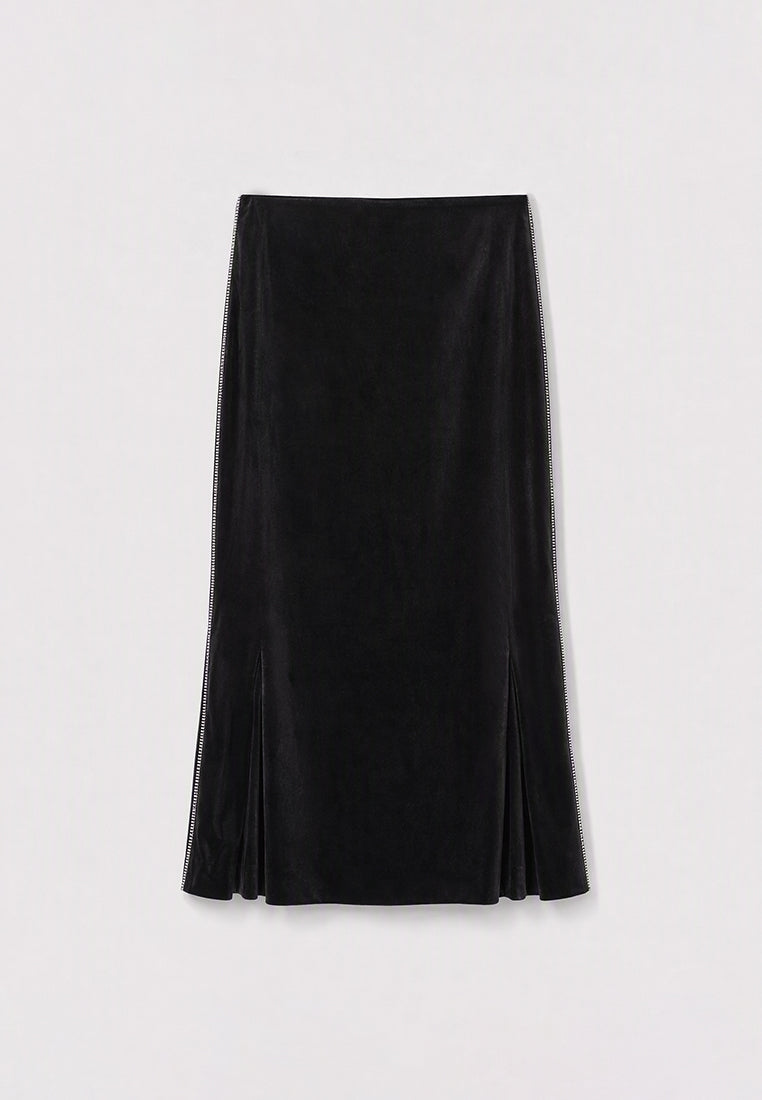 Velours Noir Plissé Skirt