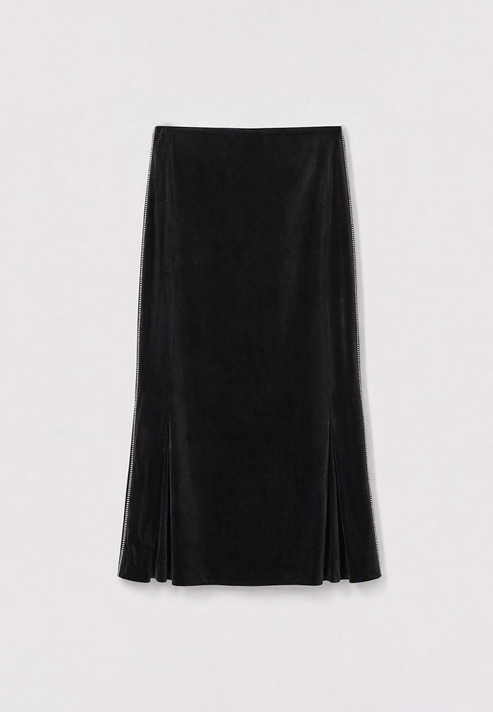 Velours Noir Plissé Skirt