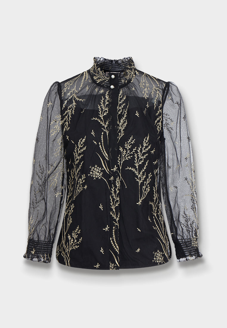 Broderie Dorée Tulle Blouse