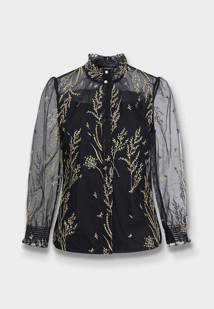 Broderie Dorée Tulle Blouse