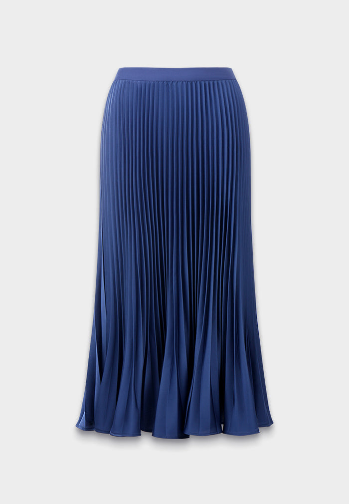 Silk Crepe Satin Pleated Skirt