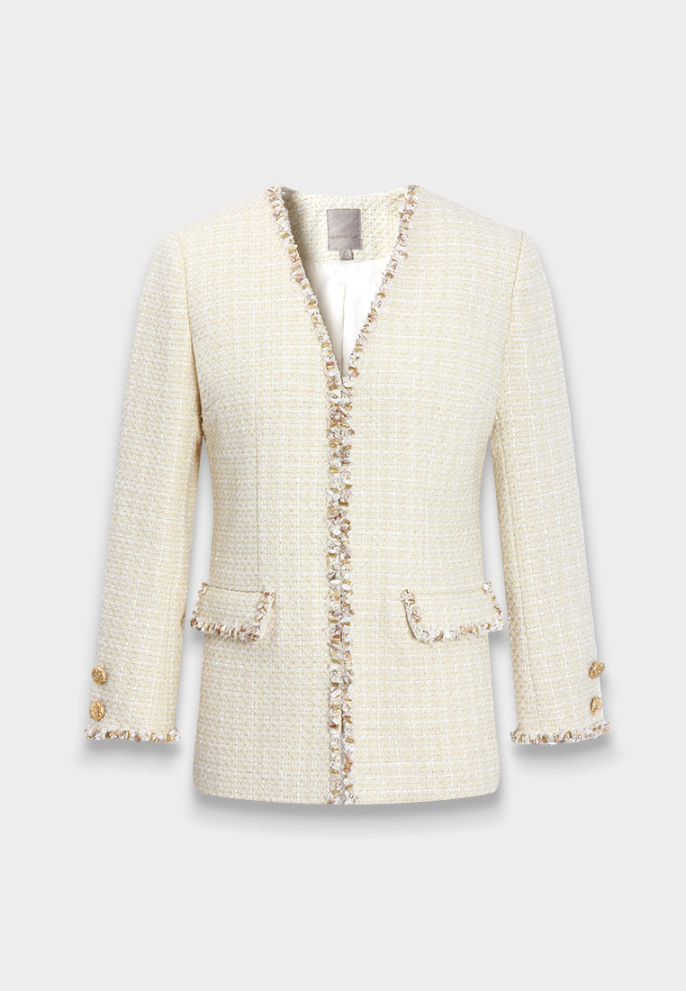 Crème Frange Tweed Jacket