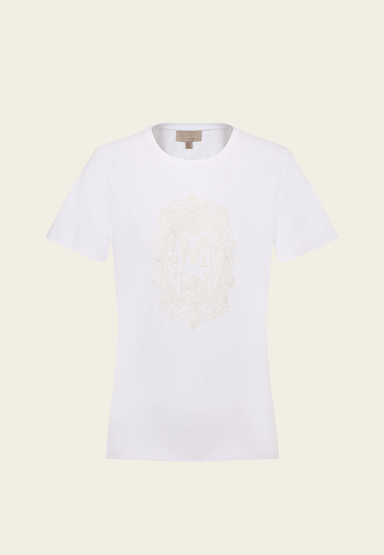 Crew-neck Lace Logo T-shirt
