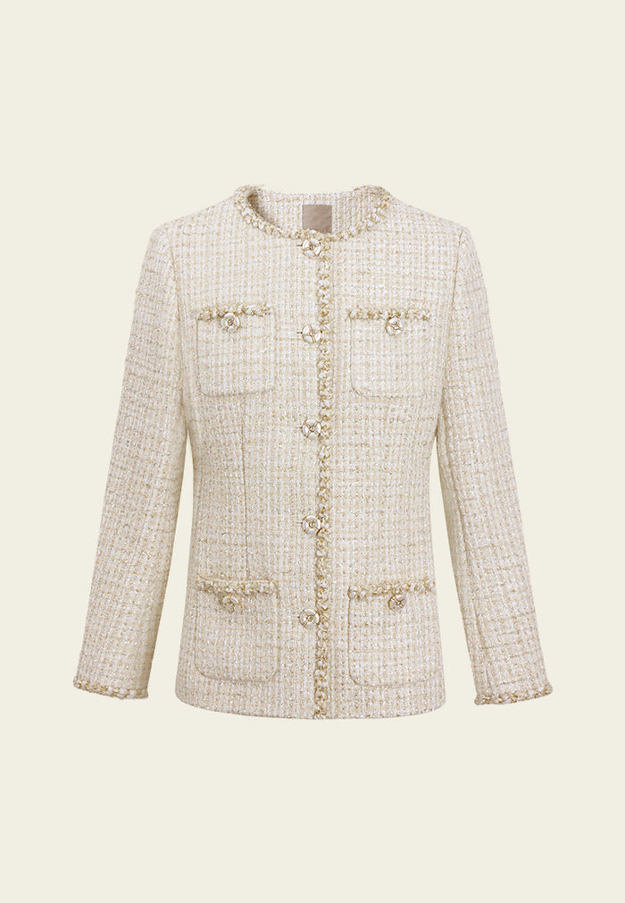 Braided-Trim Tweed Jacket