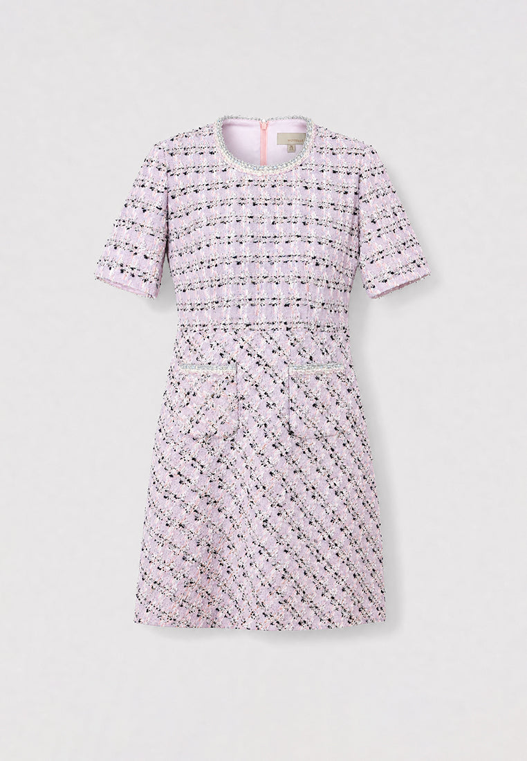 Rose Tweed Carreau Doré Dress