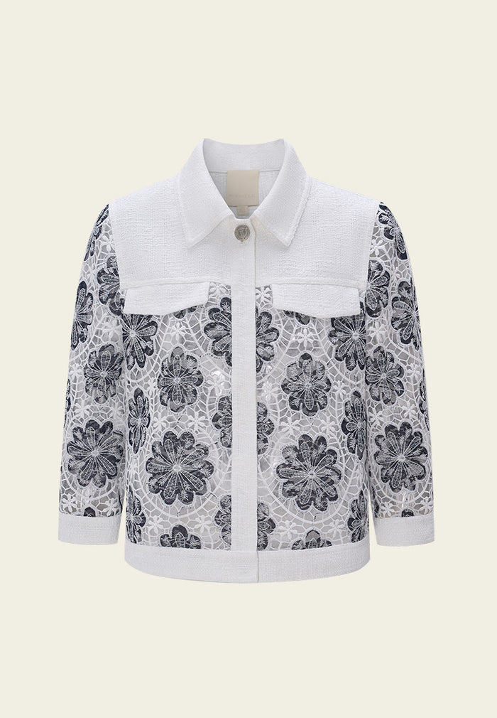 Patchworked Mesh Lace Jacket